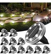 nipify 12 Pack Solar Ground Lights Outdoor, 8 LED Solar Lights Outdoor Waterproof Solar Disc Ligh...