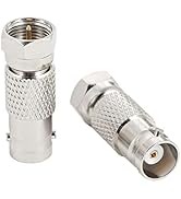 BNC to F Type Adapter, 2-Pack F Male to BNC Female Adapter Coax Connector for Radio Antenna and V...