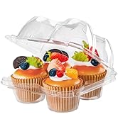 NPLUX 4 Compartment Cupcake Containers 10 Pack Cupcake Holder with Connected Airtight Lid Cupcake...