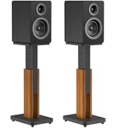 Height Adjustable Speaker Stands Pair with Most Satellite, Studio, Bookshelf Speakers - Wood Grai...