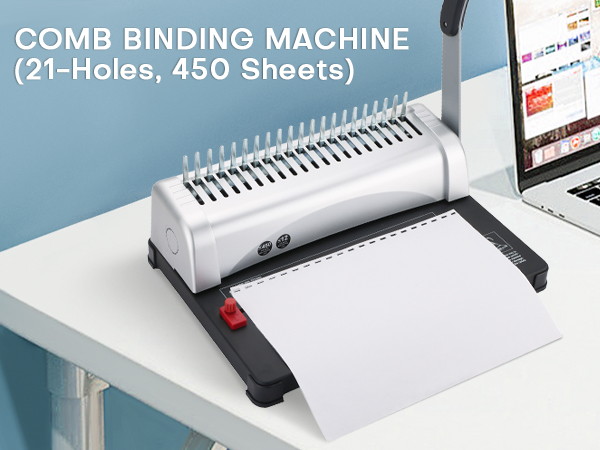 MYFULLY Comb Binding Machine, 21-Holes, 450 Sheets