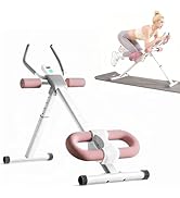 Adjustable Ab Machine - Foldable Ab Workout Equipment for Home Gym, Knee Protection, LCD Monitor ...