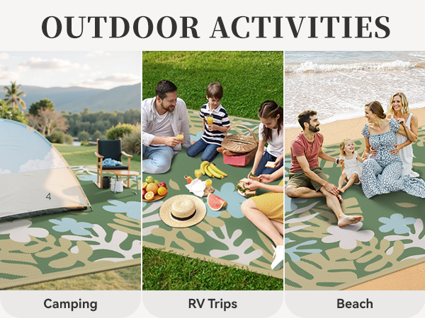 Camping Rugs for Outside Your RV Picnic Mats Straw Beach Mat Sand Free Waterproof Beach Rug