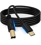 10FT USB B to USB C Printer Cable, USB Type B to Type C Cord MIDI Cable for iPhone 16 15, Samsung...
