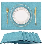 homing Cotton Linen Placemats Set of 6, Cloth Washable Farmhouse Dining Table Mats for Indoors &amp; ...