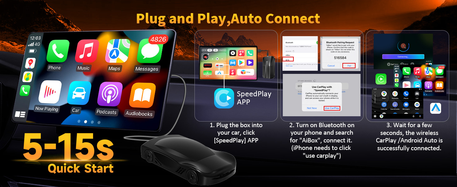 Carplay Ai Box,Plug &amp;amp;amp; Play, Easy Setup,Suitable for Cars Equipped with OEM Wired CarPlay