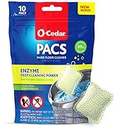 O-Cedar PACS Hard Floor Cleaner, Crisp Citrus Scent 10ct (1-Pack) | Made with Naturally-Derived I...