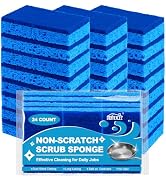 HOMEXCEL Sponges Kitchen 24pcs, Non-Scratch Scrub Dish Sponge Safe on Non-Stick Cookware, Dual Si...