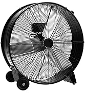 COSTWAY Industrial Drum Fan, 24 Inch 3-Speed Barrel High-Velocity Air Circulator Fan with Built-i...