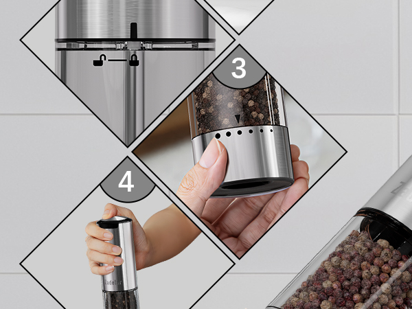 Electric Rechargeable Salt and Pepper Grinder Set