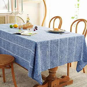 Blue Hemstitched Tablecloth