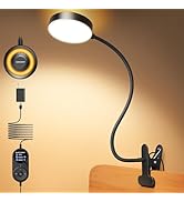 Glocusent Clip on Light, 72 LEDs Clip on Lamp with Amber Night Light, 3 Colors &amp; 5 Brightness Bed...