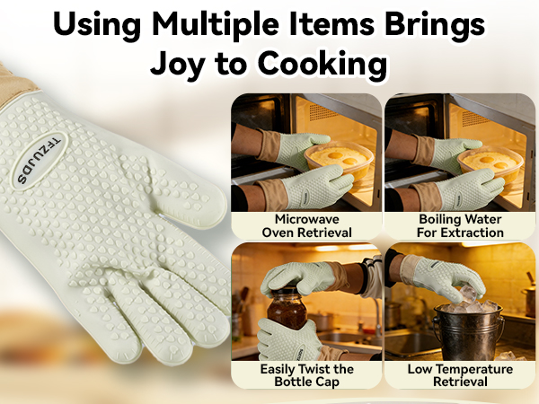 Silicone Oven Mitts with Five-Finger Design