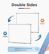AMUSIGHT Double-Sided Magnetic Aluminum Frame Whiteboard, 30" x 20" | White Board for Wall, Hangi...