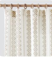 jinchan Boho Linen Blend Curtains 84 Inch Long Country Farmhouse Living Room Taupe on White Print...