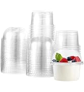 Hemobllo Dessert Cups : 50pcs Parfait Cups with Lids for Fruit Desserts Cake Party, 250ml, Easy S...