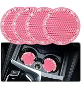 4PCS Bling Coaster, 2.75 Inch Auto Car Cup Holder Insert Coasters Silicone Anti-Slip Crystal Rhin...