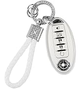 PIFOOG Car Key Cover for Nissan 5 Buttons Keys Fob Case TPU Bling Keychain for Nissan Altima Sent...