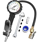 Tire Inflator with Pressure Gauge and Longer Hose - Most Accurate, Heavy Duty Air Chuck with Gaug...