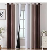 Estelar Textiler Brown and Greyish White Gradient Blackout Curtains for Bedroom, Thermal Insulate...