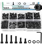Taiss 380PCS M4 Screw Kit,Hex Socket Head Cap Screws Assortment with Nuts/Washers/Hex Wrench M4x6...