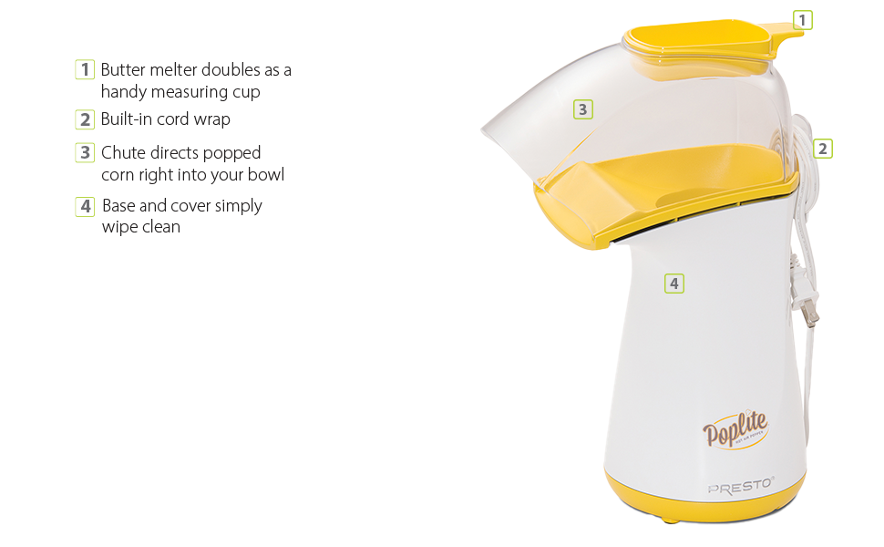 Callouts of the 04820 Poplite hot air Popper - White