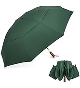 G4Free 54 Inch Inverted Windproof Umbrella with Wooden Handle, Large Double Canopy Auto Open &amp; Cl...