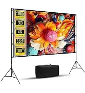 100 inch Projector Screen with Stand, Wootfairy Foldable and Portable Projection Screen 16:9 4K H...