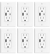 ThunderWay USB Outlet, 4.2A 15 Amp Wall Outlet with USB Ports | 21W Fast Charging, White, 6 Pack,...