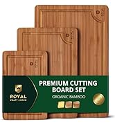 ROYAL CRAFT WOOD Premium Cutting Board Set – Carbonized Bamboo &amp; Wooden Cutting Boards for Kitche...