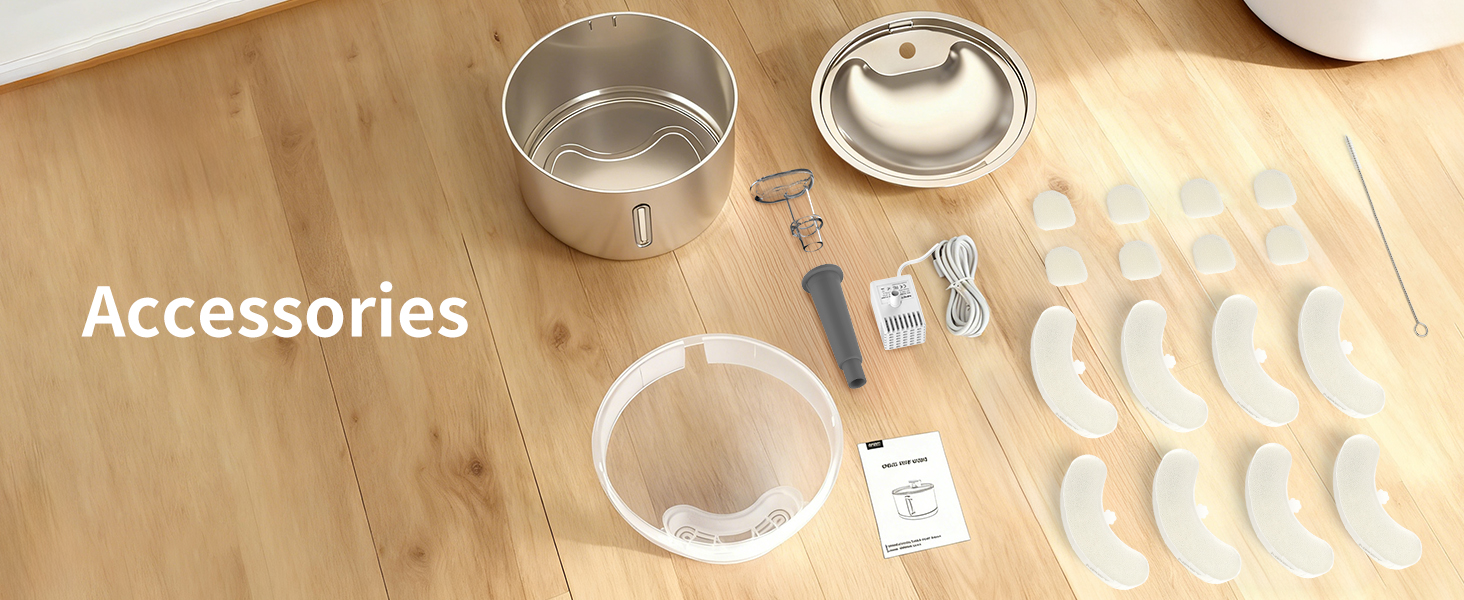 stainless steel cat water fountain with 8 replacement filters