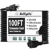 100ft Extension Cord 16 SJTW AWG Heavy Duty Power Cord 3 Prong, NEMA 5-15P to NEMA 5-15R, Power C...
