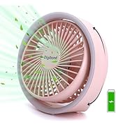 Digibond Pink Desk Fans Small Quiet with Ambient Light/Hook Portable USB Fan 5.3in High Power 300...