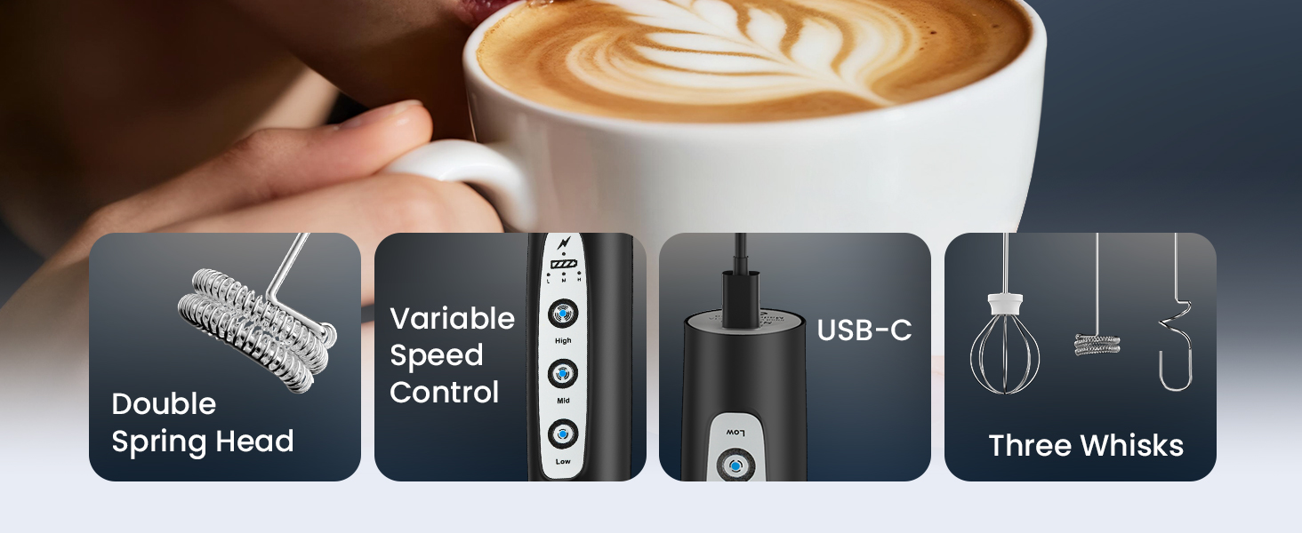 milk frothewand handheld rechargeable electric whisk drink mixer coffee hand mixer drink mixer