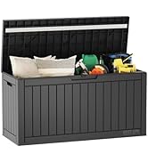 EAST OAK Outdoor Storage Box, 60 Gallon Deck Box Indoor and Outdoor Use, Black