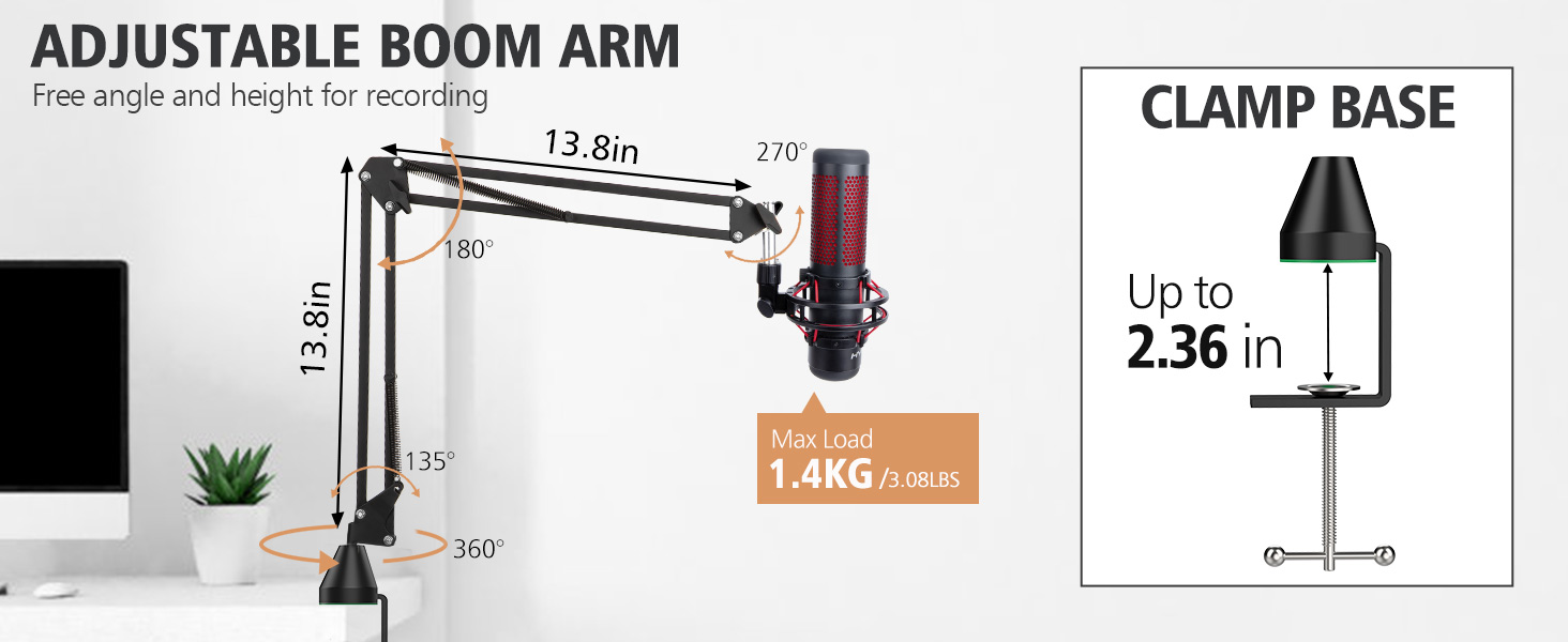 HyperX QuadCast Boom Arm Blue Yeti Boom Arm