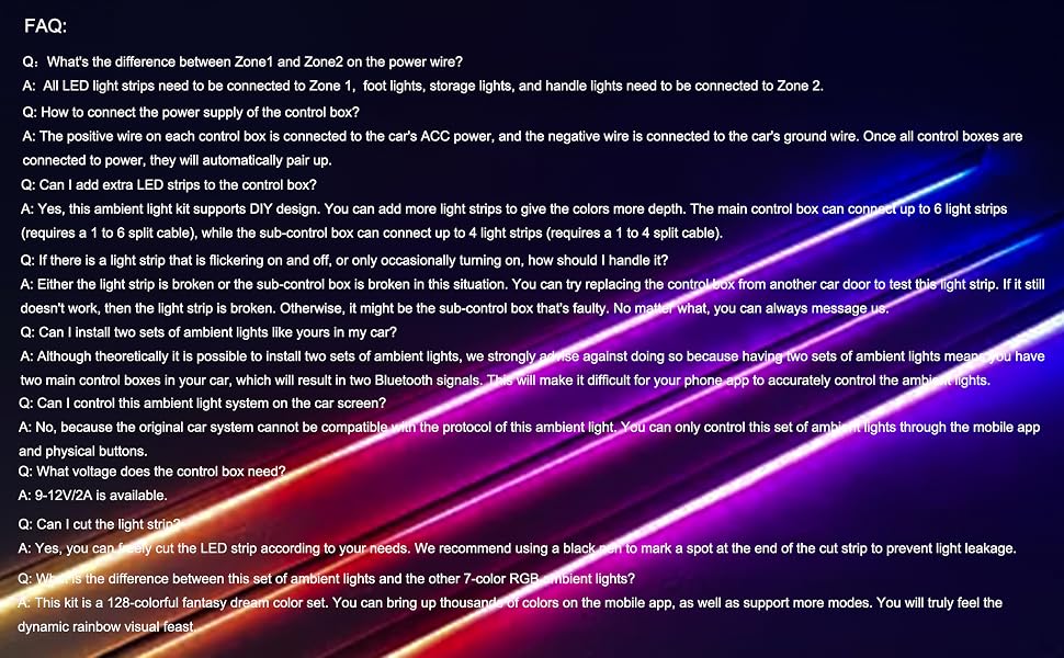 car ambient light kit faq