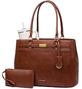 LOVEVOOK Laptop Tote Bag for Women, 15.6 Inch Waterproof Leather Work Computer Bag, Large Busines...