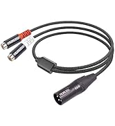 HUALEU 1FT XLR to 2 RCA Y Splitter Patch Cable, Dual RCA Female to XLR Male,XLR Male to Dual RCA ...