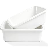 Jibrelxion 2 Pack Plastic Dish Pans, 12 Quarts White Rectangle Dishpan Basins, Large Capacity Was...