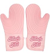 Paris Hilton That's HOT Pink Oven Mitt Set, Heat Resistant Pot Holders Featuring Non-Slip Texture...