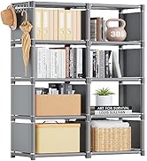 Mavivegue Bookshelf,8 Cube Storage Organizer,Book Shelf Organizer,Tall Bookcase Shelf,Grey Cube S...