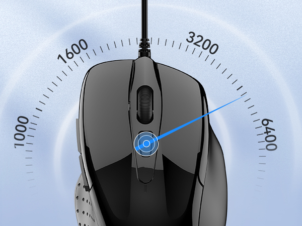 a mouse with a blue dial on the left side