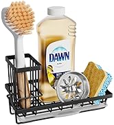 SWTYMIKI Sink Caddy Kitchen Sink Organizer with Detachable Brush Holder, Stainless Steel Sink Spo...