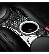 Qiilu Center Console Cup Holder Trim Cover, 3pcs Carbon Fiber Armrest Water Cup Holder Panel Cove...