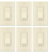 [6 Pack] BESTTEN Almond Dimmer Switch, 3 Way or Single-Pole, for Dimmable LED, Halogen and Incand...