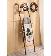 ZUNTO Blanket Ladder with Top Shelf for The Living Room - 67in Decorative Wooden Blanket Holder, ...
