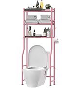 Livilord 3-Tier Over The Toilet Storage, Freestanding Metal Bathroom Shelves with 4 Hooks, Over T...