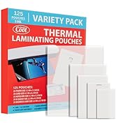 125 count of Variety pack 5mil thickness with 5 different sizes of thermal laminating sheets