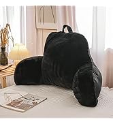 NTBED Reading Pillow Faux Fur Bed Wedge Backrest with Arms ,Couch TV Relax Bed Rest Back Support ...